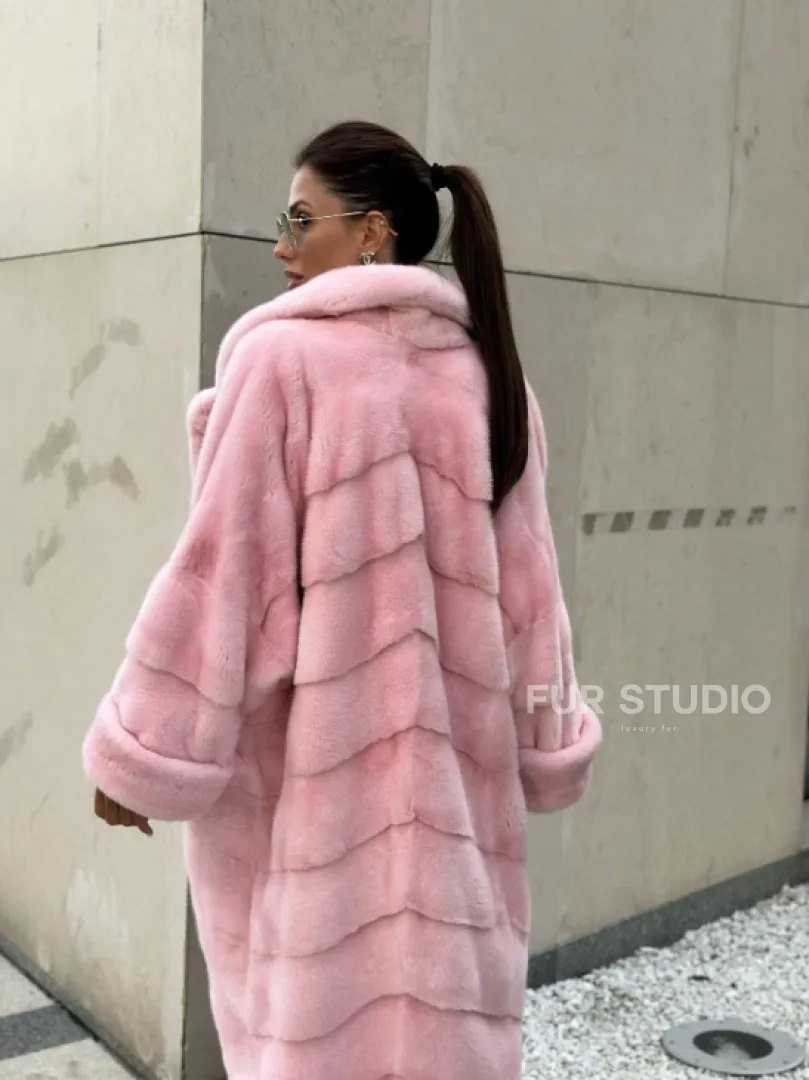 Шуба из плюшевой норки Velvet - цвет светло-розовый