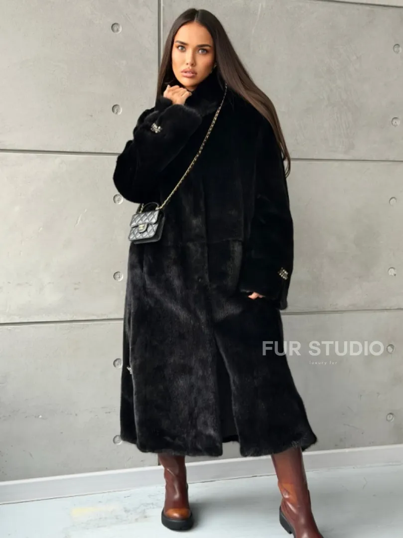 Шуба из норки Blackglama с капюшоном