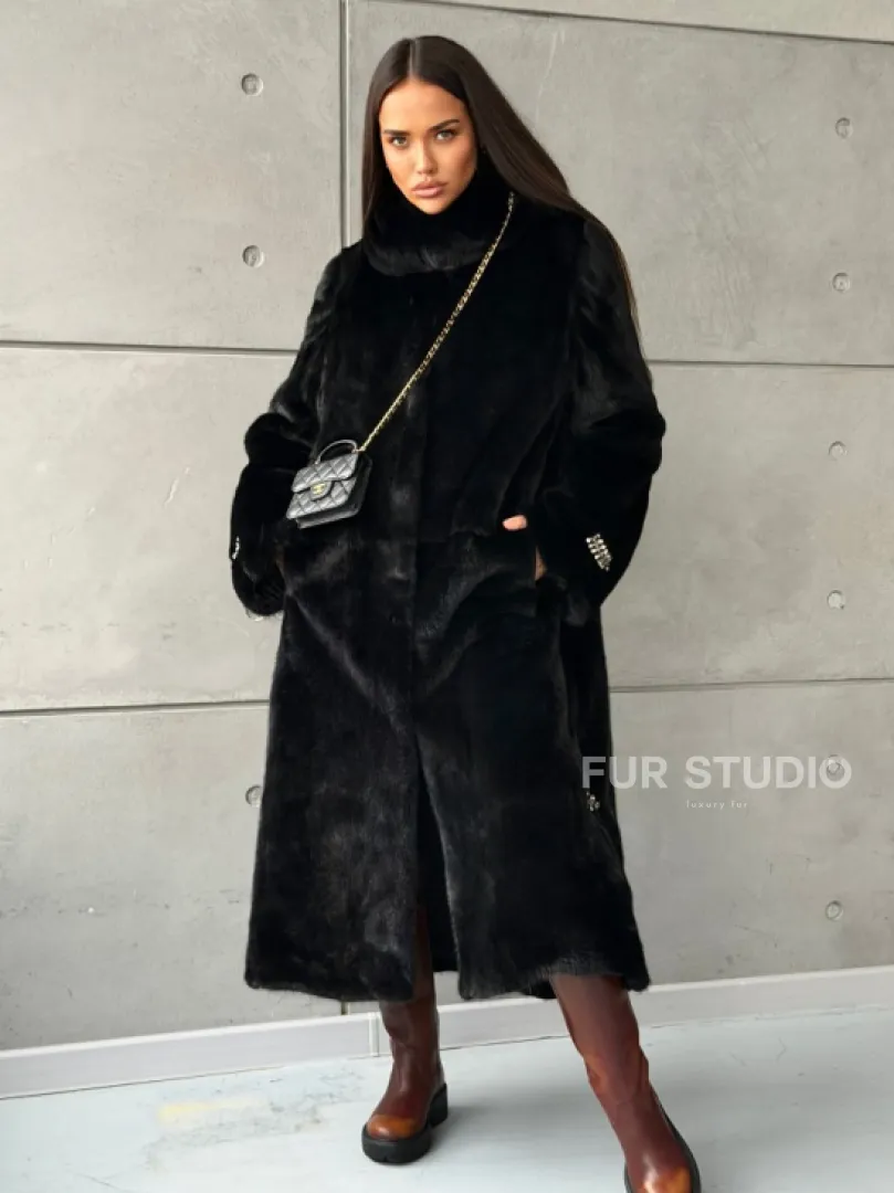 Шуба из норки Blackglama с капюшоном