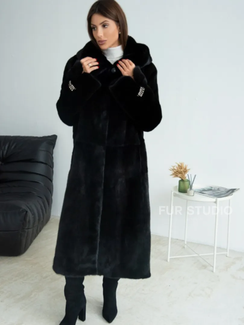 Шуба из норки Blackglama с капюшоном