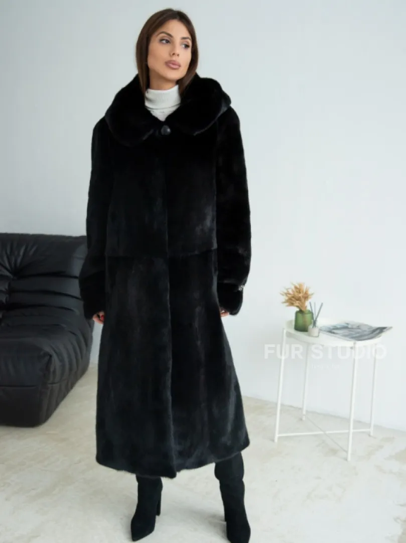Шуба из норки Blackglama с капюшоном