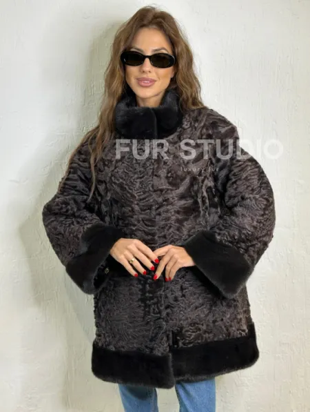 Каракульча стойка воротник отделка норка - фото 0