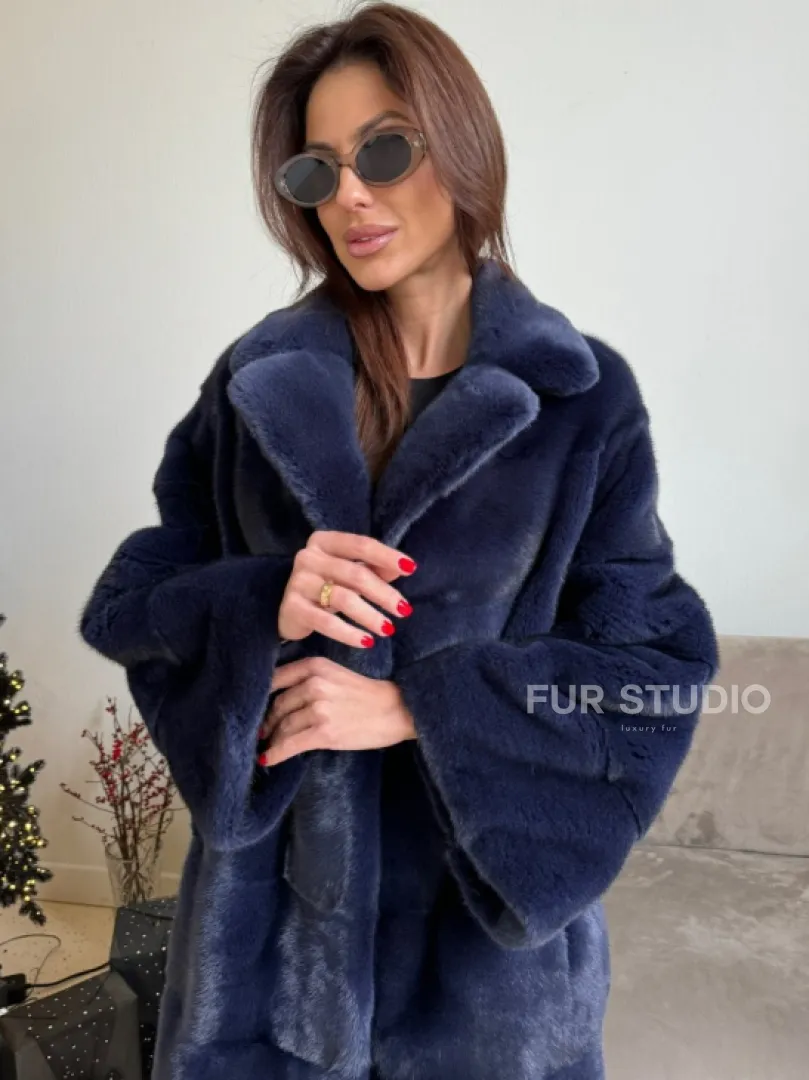 Норка KOPENHAGEN FUR английский воротник поперечка - цвет синий