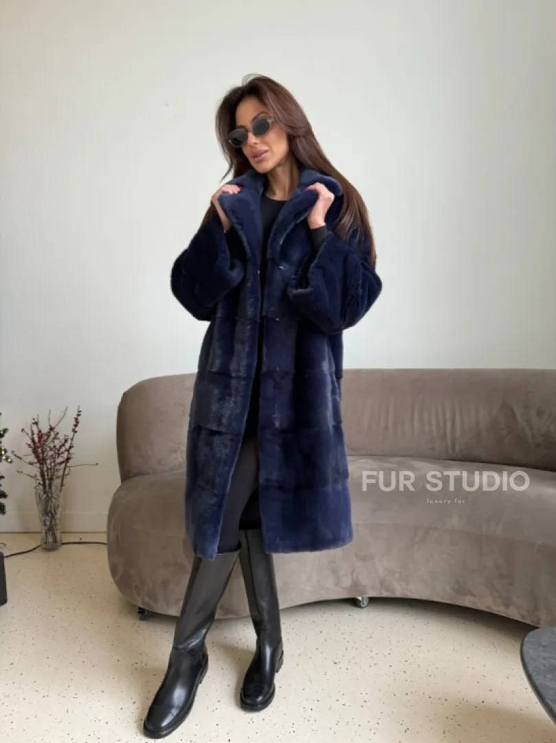 Норка KOPENHAGEN FUR английский воротник поперечка - цвет синий