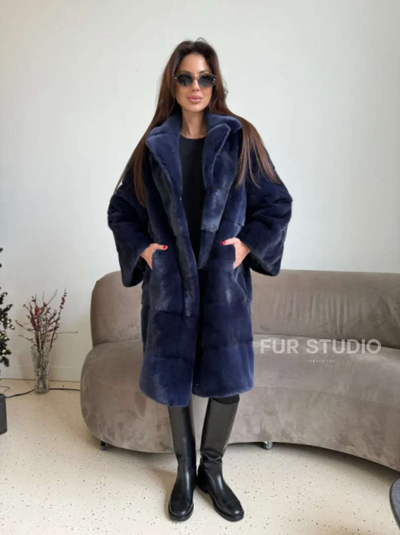 Норка KOPENHAGEN FUR английский воротник поперечка - цвет синий