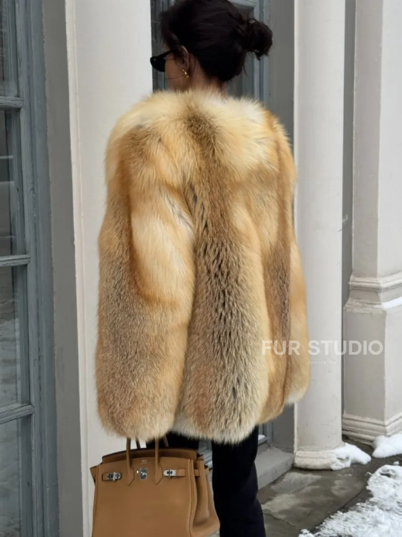Шуба Premium из меха альпийской лисы - GOLDEN FOX