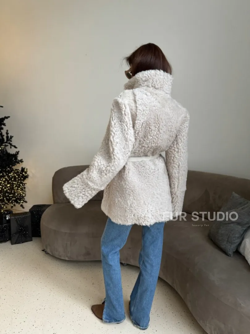 Двусторонняя дублёнка - шуба, мех тиградо английский воротник