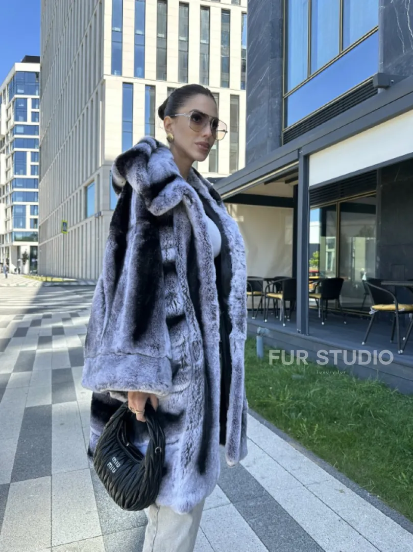 Шуба из кролика рекса - цвет шиншилла