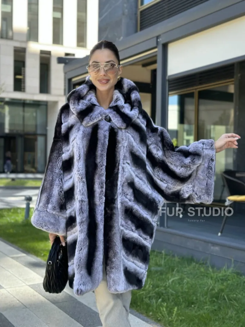 Шуба из кролика рекса - цвет шиншилла