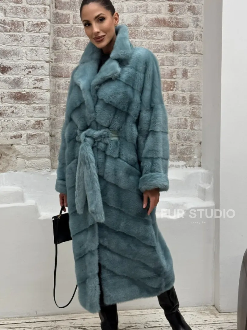 Норковая шуба в цвете TIFFANY