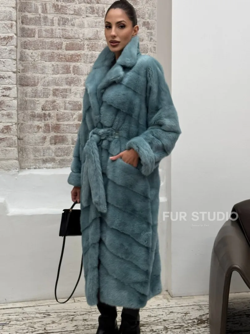 Норковая шуба в цвете TIFFANY