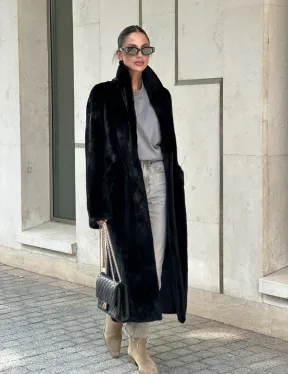 Черная шуба пальто из меха норки Saga furs