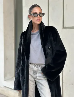 Черная шуба пальто из меха норки Saga furs