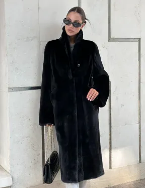 Черная шуба пальто из меха норки Saga furs