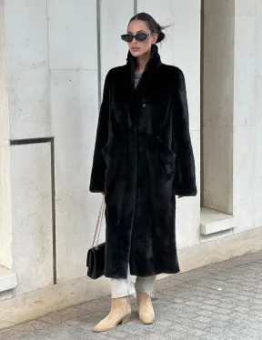 Черная шуба пальто из меха норки Saga furs