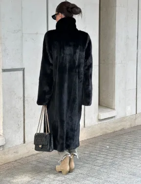 Черная шуба пальто из меха норки Saga furs