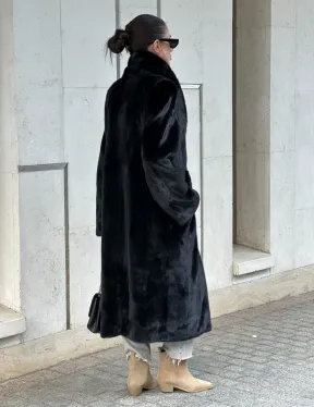 Черная шуба пальто из меха норки Saga furs