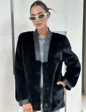 Шуба - жакет из меха норки с отделкой из кожи