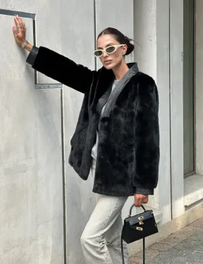 Шуба - жакет из меха норки с отделкой из кожи