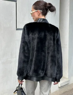 Шуба - жакет из меха норки с отделкой из кожи