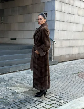 Шуба норковая английский воротник - цвет соболь