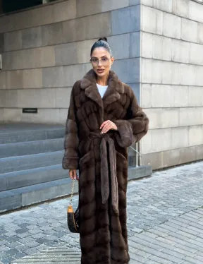 Шуба норковая английский воротник - цвет соболь