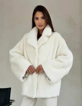 Шуба автоледи из белой норки NAFA MINK - роспуск