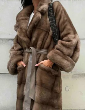 Кимоно шуба из меха норки - цвет темный пастель