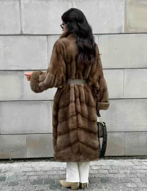 Кимоно шуба из меха норки - цвет темный пастель