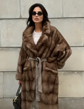 Кимоно шуба из меха норки - цвет темный пастель