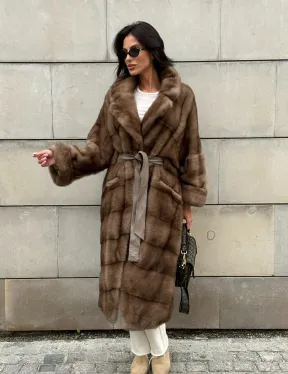 Кимоно шуба из меха норки - цвет темный пастель