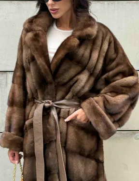 Кимоно шуба английский воротник - цвет соболь