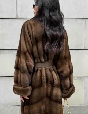 Кимоно шуба английский воротник - цвет соболь