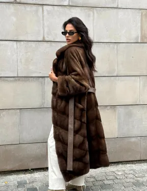 Кимоно шуба английский воротник - цвет соболь