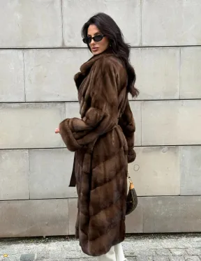 Кимоно шуба английский воротник - цвет соболь