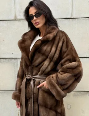 Кимоно шуба английский воротник - цвет соболь