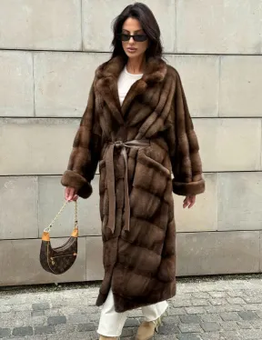 Кимоно шуба английский воротник - цвет соболь