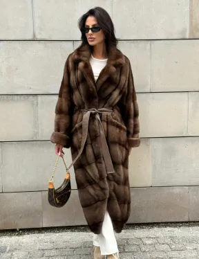 Кимоно шуба английский воротник - цвет соболь