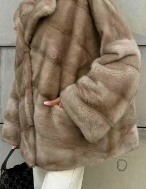 Полушубок автоледи из меха норки цвет пастель