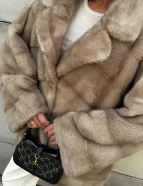 Полушубок автоледи из меха норки цвет пастель