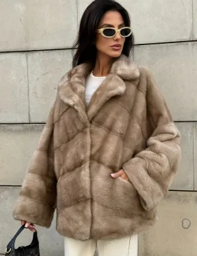 Полушубок автоледи из меха норки цвет пастель