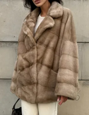 Полушубок автоледи из меха норки цвет пастель