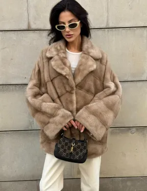 Полушубок автоледи из меха норки цвет пастель