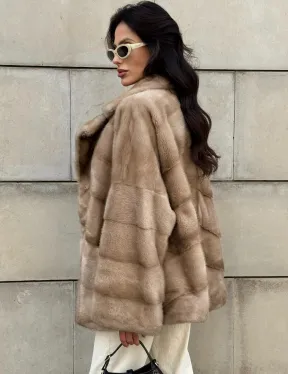 Полушубок автоледи из меха норки цвет пастель