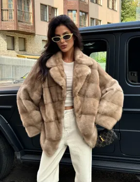 Полушубок автоледи из меха норки цвет пастель