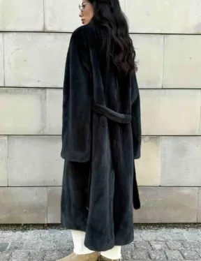 Шуба норковая цельный мех PREMIUM COLLECTION VELVET - цвет графит