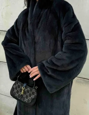 Шуба норковая цельный мех PREMIUM COLLECTION VELVET - цвет графит