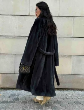 Шуба норковая цельный мех PREMIUM COLLECTION VELVET - цвет графит