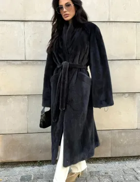 Шуба норковая цельный мех PREMIUM COLLECTION VELVET - цвет графит