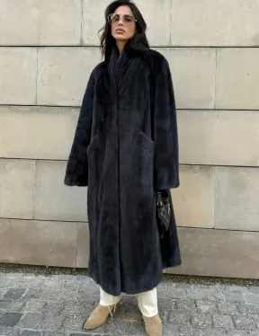 Шуба норковая цельный мех PREMIUM COLLECTION VELVET - цвет графит